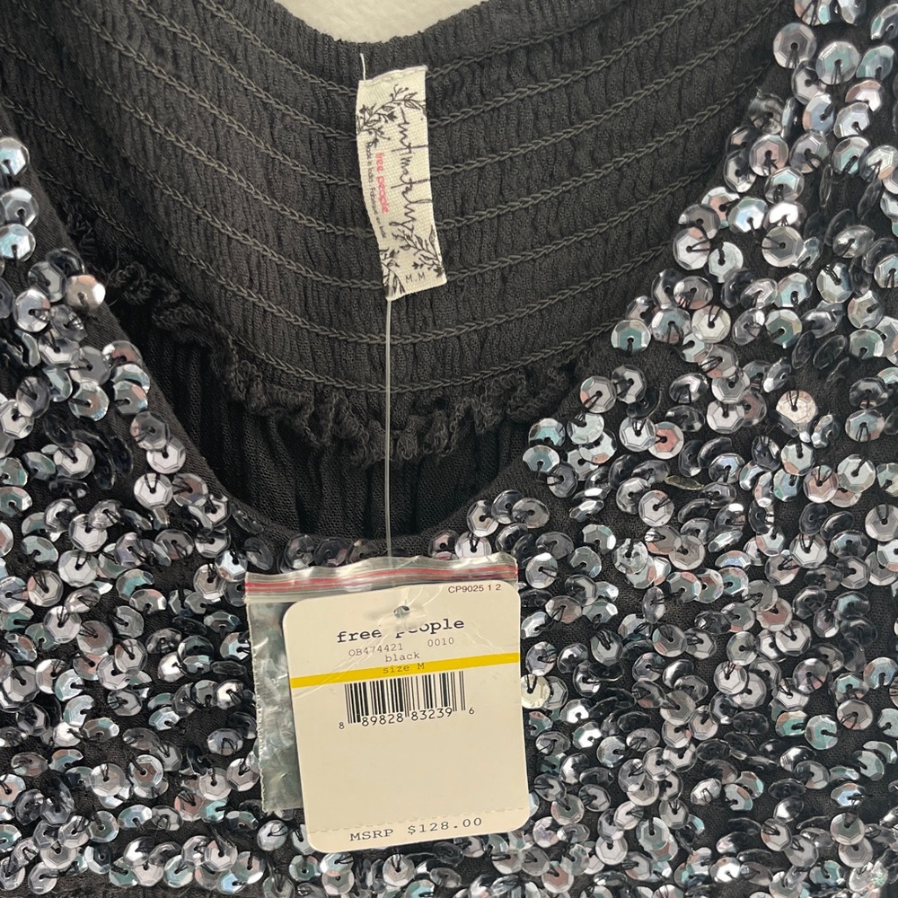 New with tags!! Free People Black Sequin Mini Dress - Picture 2 of 9